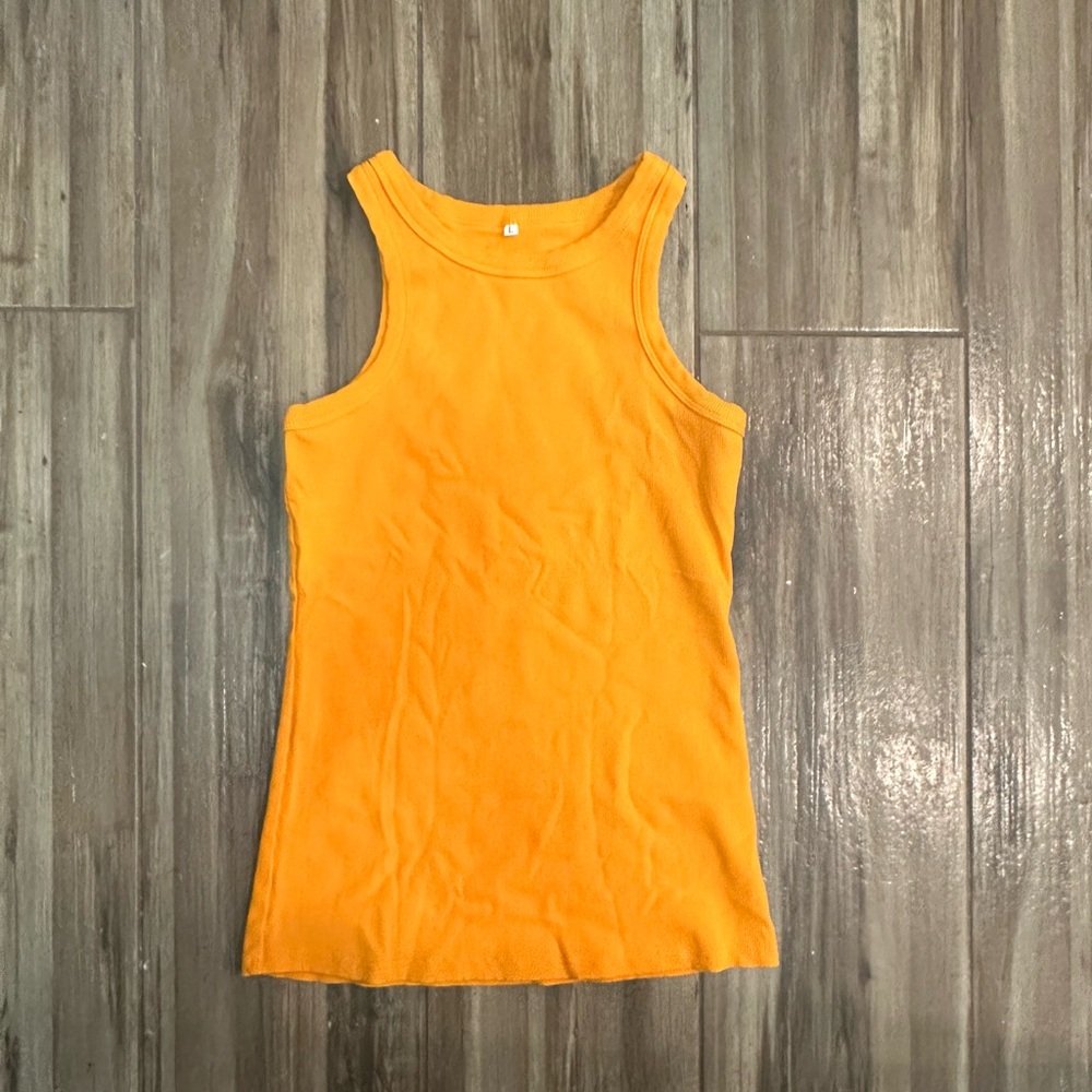 Orange Sleeveless Ribbed Top - Picture 2 of 5